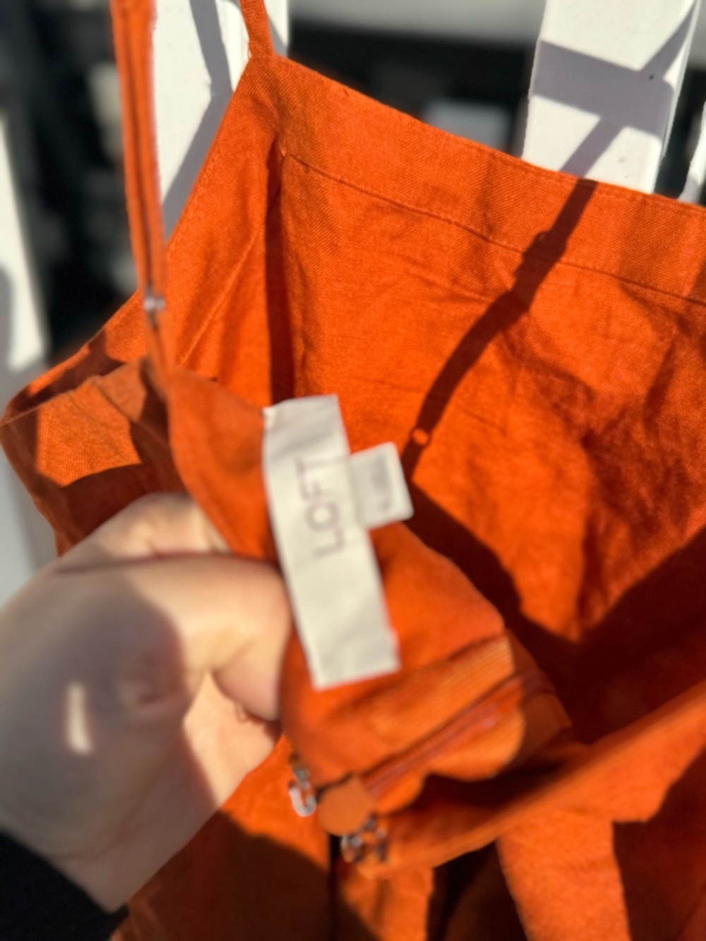 Loft Rust Orange Ruffle Hem Linen Romper - Picture 4 of 4